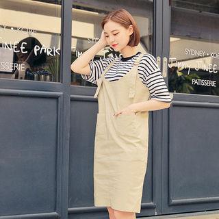 Pocket-detail Cotton Suspender Dress