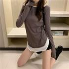 Mock Two-piece Asymmetric Long-sleeve Top As Shown In Figure - One Size