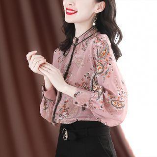 Print Mesh Blouse