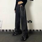 Wide-leg Jeans / Chain / Set