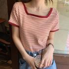 Striped Short-sleeve T-shirt Stripes - Red - One Size