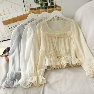 Tie-front Chiffon Crop Blouse