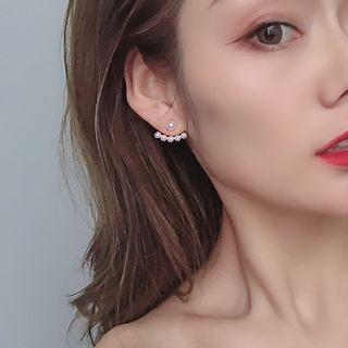 925 Sterling Silver Faux Pearl Swing Earring 1 Pair - As Shown In Figure - One Size