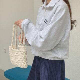 Collared Lettered Anorak Sweatshirt