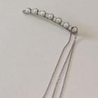 Cat Eye Stone Fringed Hair Pin 1 Pc - Silver - One Size