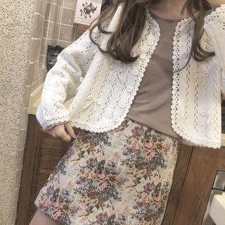 Buttoned Perforated Cardigan