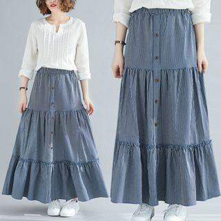 Striped Maxi Skirt Blue - One Size