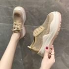 Perforated Platform Oxford Shoes