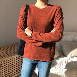 Round-neck Scallop-trim Knit Top