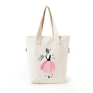 Ballet Dancer Print Canvas Tote Bag