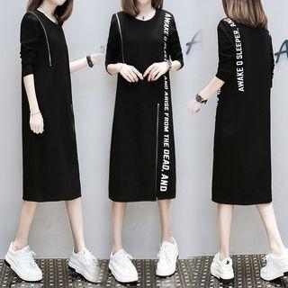 Lettering Strap Midi Pullover Dress