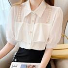 Short-sleeve Faux Pearl Accent Shirt