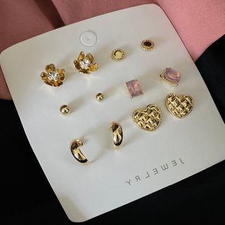 6 Pair Set: Alloy Earring (assorted Designs) Set Of 6 Pairs - 0818a - Earring - Gold - One Size