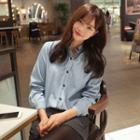 Long-sleeved Denim Slim Blouse