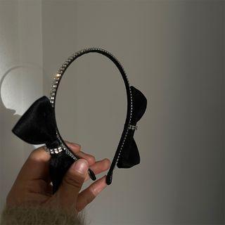 Bow Rhinestone Headband 1 Pc - Black & Silver - One Size