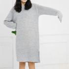 Plain Long-sleeve Knitted Dress