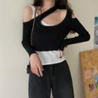 Mock-two Piece Knit Top