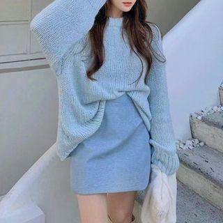 Plain Sweater / Mini Fitted Skirt