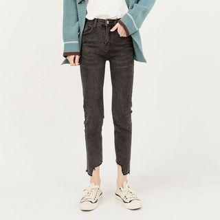 Cropped Asymmetric Straight-fit Jeans