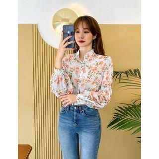 Room 508 Balloon-sleeve Floral Chiffon Blouse