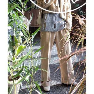Wide-leg Corduroy Pants Light Beige - One Size