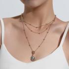 Disc Pendant Layered Chain Necklace