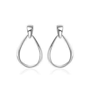 Simple Water Drop Shaped Pierced Earrings Silver - One Size