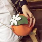 Flower Accent Round Crossbody Bag Orange - One Size