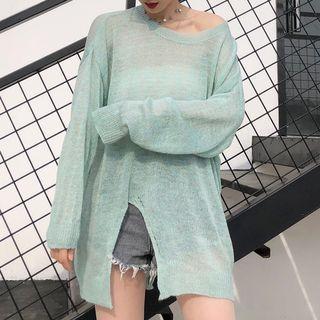 Open Knit Slit Sweater
