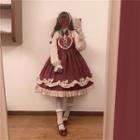 Long-sleeve Heart Accent Dress / Headband / Bow / Set