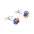Fashion Elegant Blue And Yellow Color Twist Cufflinks Silver - One Size