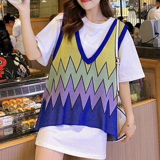 Elbow-sleeve T-shirt / Vest / Set
