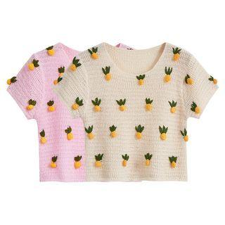 Short-sleeve Pineapple Knit Top