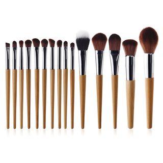 Set Of 15: Makeup Brush With Wooden Handle