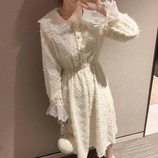 Bell-sleeve Ruffle Trim Dress