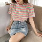 Striped Short-sleeve T-shirt Multicolor - One Size