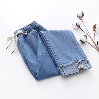 Rabbit Embroidery Straight-fit Jeans
