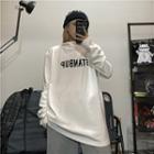 Long Sleeve Mock Neck Letter Print T-shirt