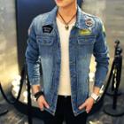 Appliqu  Distressed Denim Jacket