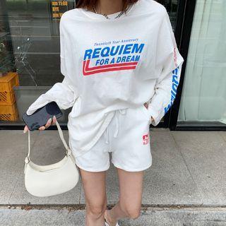 Letter Oversize T-shirt & Sweatshorts Set