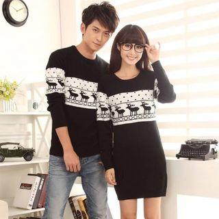 Couple Printed Sweater / Printed Knit Dress