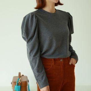 Puff-shoulder Napped Top