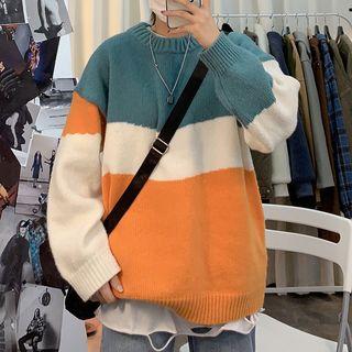 Couple-matching Color Panel Sweater