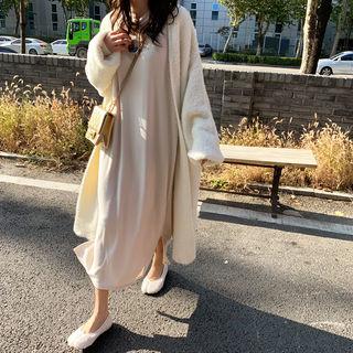 Fluffy-knit Long Wrap Cardigan