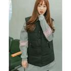 Stand-collar Snap-button Padded Vest