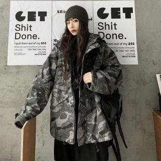 Camo Print Padded Hooded Jacket