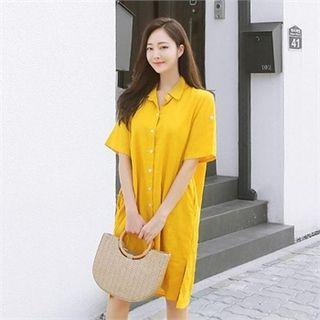 Tab-sleeve Pocket-side Shirtdress