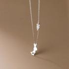 Sterling Silver Rhinestone Rabbit Necklace Necklace - S925 Silver - Silver - One Size