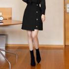 Tall Size High-waist Button-trim Skirt
