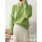 Round-neck Plain Colored Knit Top